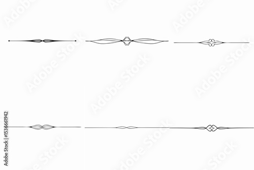 Minimalist page dividers set with thin black lines on clean background
