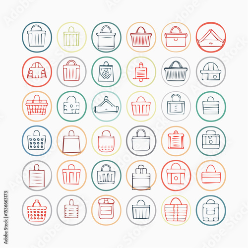 Set of 30 outline icons related to shopping cart, shopping  basket, shopping  bag. Linear icon collection. Editable stroke. Vector illustration
