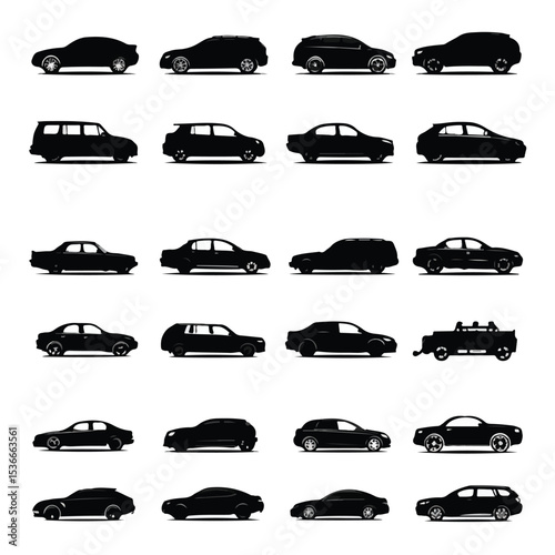 automotive silhouette set, Black & White silhouette set