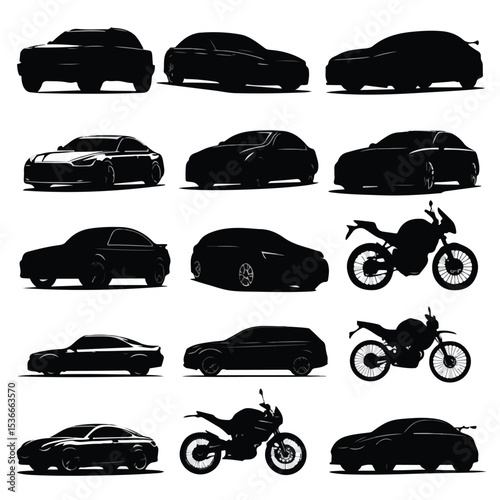 automotive silhouette set, Black & White silhouette set