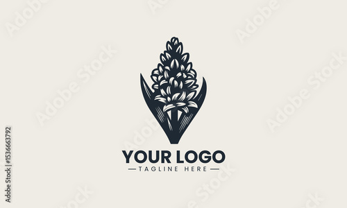 Hyacinth plant blooming with clustered petals and aromatic fragrance vector logo illustration design