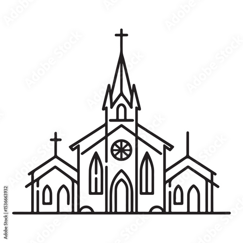 Church Building Silhouette Vector Illustration Religious Architecture