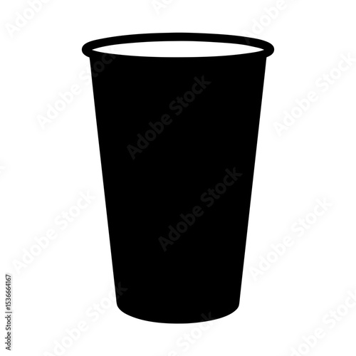Black silhouette of a disposable plastic cup on a white background