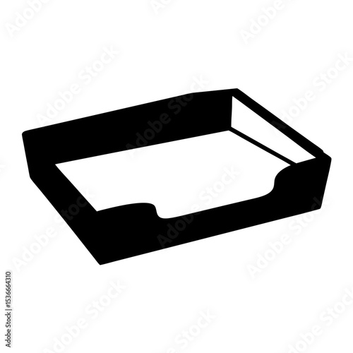 Black silhouette of a paper tray for office organization and storage
