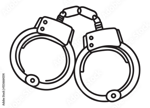 Handcuffs Outline Illustration Law Enforcement and Security Design