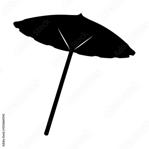 A black silhouette of a beach umbrella offering protection from the sun