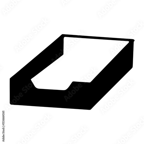 Black silhouette of an in tray or paper tray at an angle