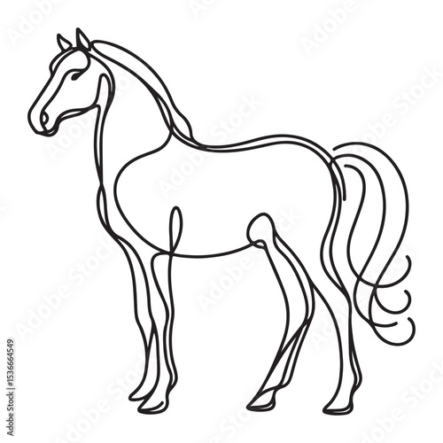 Elegant Horse Line Art Illustration for Tattoo Design Inspiration