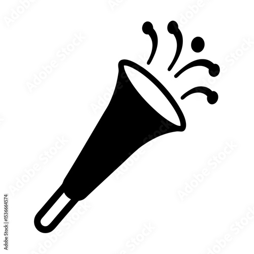 Black and White Trumpet with Confetti Illustration for Celebration or Event