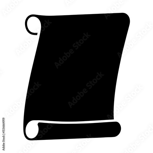 Silhouette of ancient parchment scroll with curling edges for historical documents