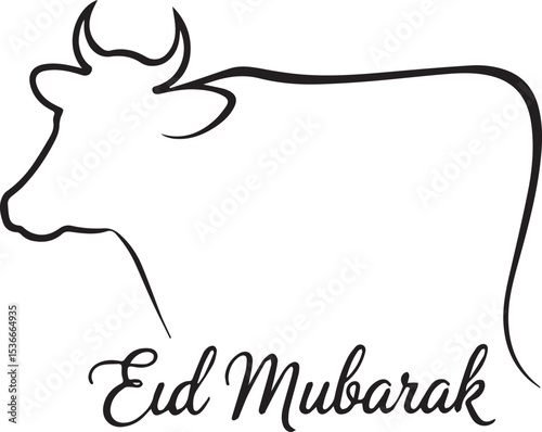 Eid card vector illustration with a cow design, a festival holiday animal symbol