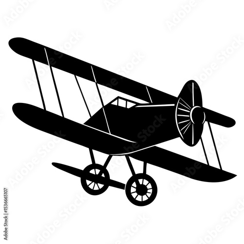 vintage biplane isolated on white
