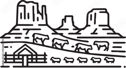 Vector illustration of an industrial power plant or factory with construction vehicles, trains, and other transport machinery silhouettes