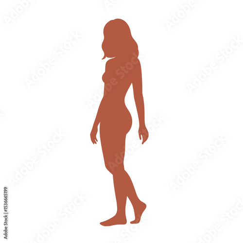 Curvy silhouette of woman standing in relaxed pose  