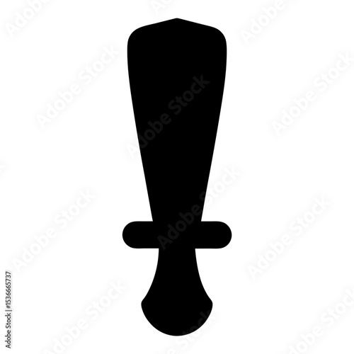 Simple black vector image of a mace weapon in a vertical orientation