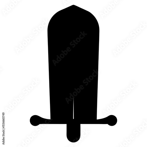 Minimalist Silhouette of a Medieval Broadsword Weapon Isolated on White Background