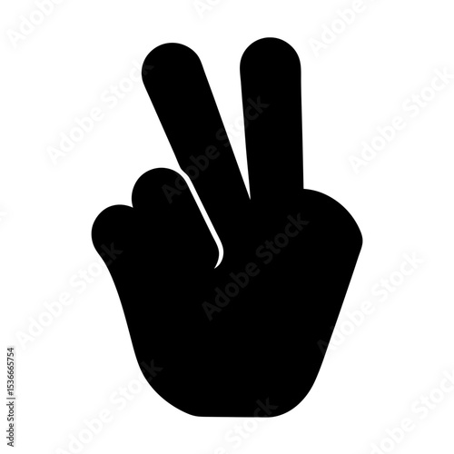 Stylized black silhouette of a hand making a peace or victory sign