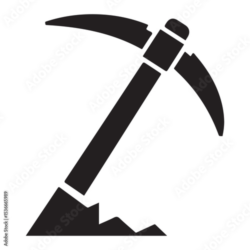 Pickaxe Silhouette Vector Illustration for Mining and Construction Themes