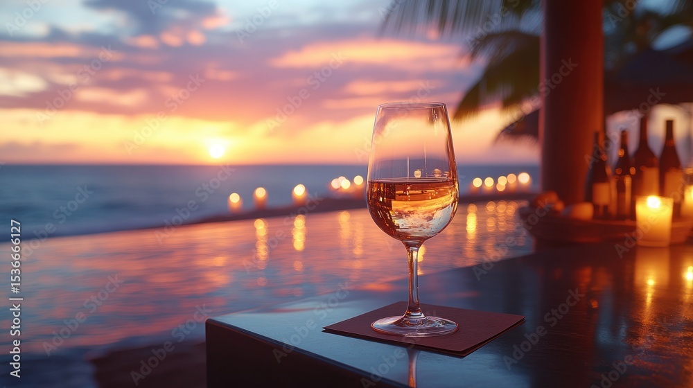 Obraz premium Sunset drink on beach