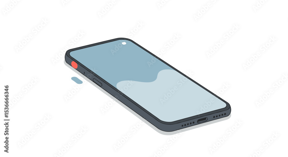 Fototapeta premium Smartphone illustration with a sleek design on a white background 