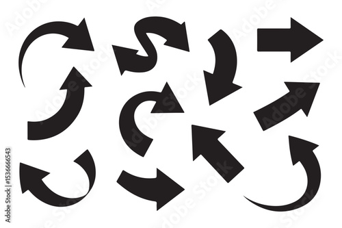 Collection of Black Arrows Various Shapes and Directions for Design Projects