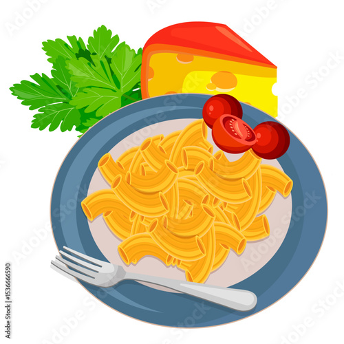 pasta with cheese cherry tomatoes on a plate