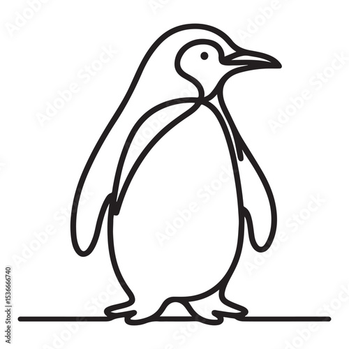 Penguin Vector Illustration Antarctic Bird Standing in Line Art