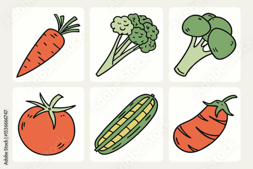 set of fresh vegetables