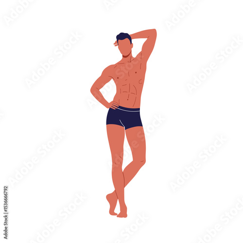 Athletic man posing confidently in shorts with relaxed demeanor  