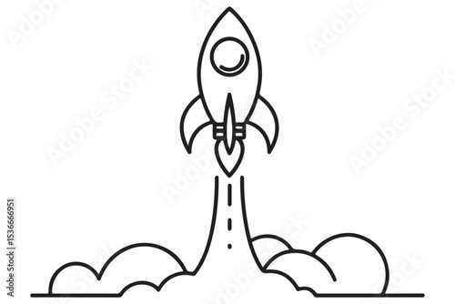 Rocket Launching into Space Vector Illustration for Startups