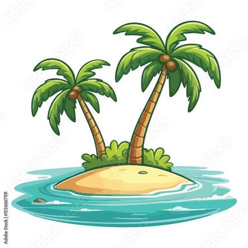 Tropical Island Paradise with Palm Trees for Vacation Getaways