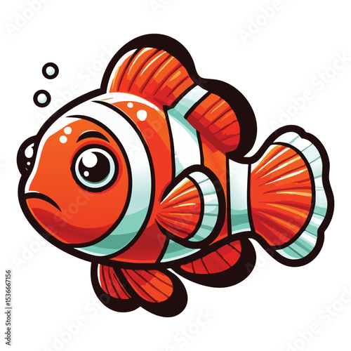 Cartoon Clownfish Illustration for Marine Life and Ocean Themed Designs