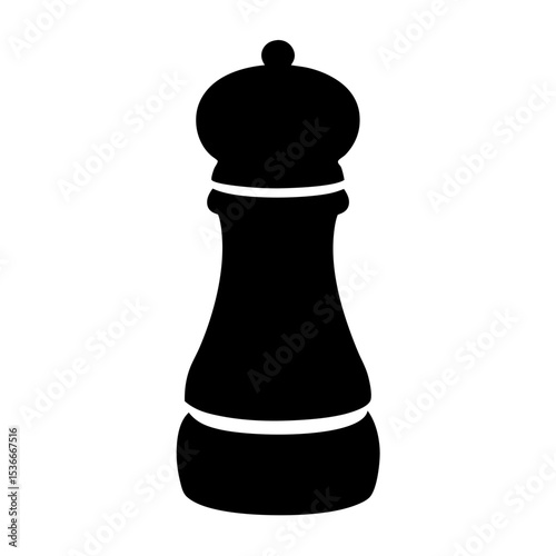 Black and white silhouette of a pepper grinder, spice and seasoning
