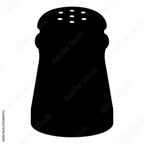A Black Silhouette of a Salt Shaker with Seven Holes on Top