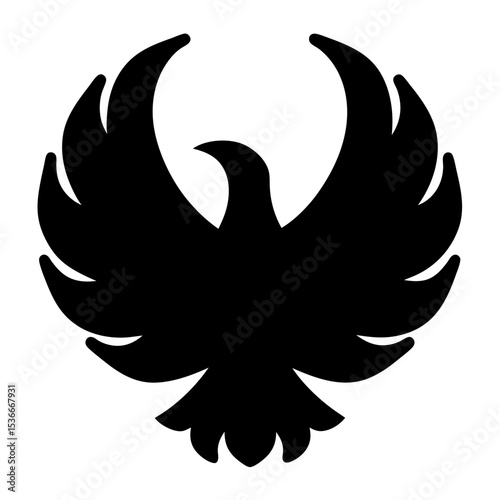 Stylized black silhouette of an eagle or phoenix with spread wings