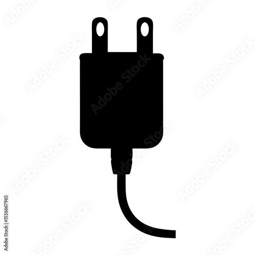 Black silhouette of an electric plug adapter with rounded design features