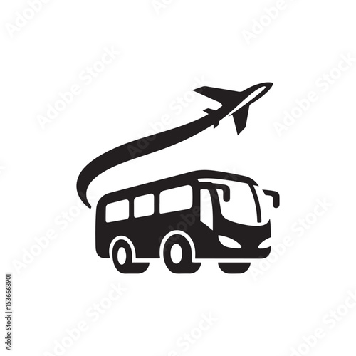 buses vector silhouette clip art logo design illustration