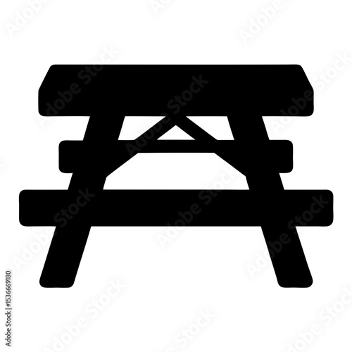 Black and white picnic table silhouette suitable for outdoor summer activities