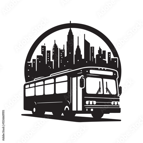 buses vector silhouette clip art logo design illustration