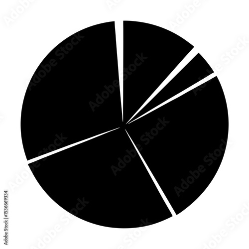 A Black and White Pie Chart Representing Varied Data Segments