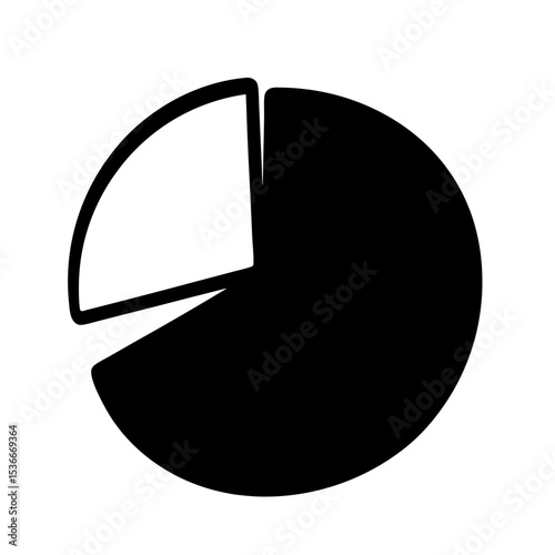 Pie Chart Illustration Showing a Black Segment Larger Than the White One