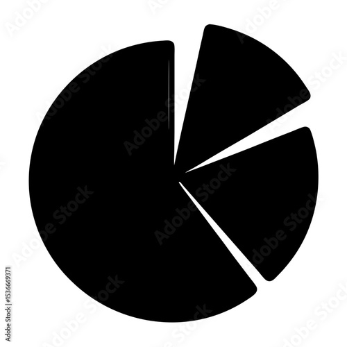 Black Pie Chart with Three Slices Removed Showing Data Distribution
