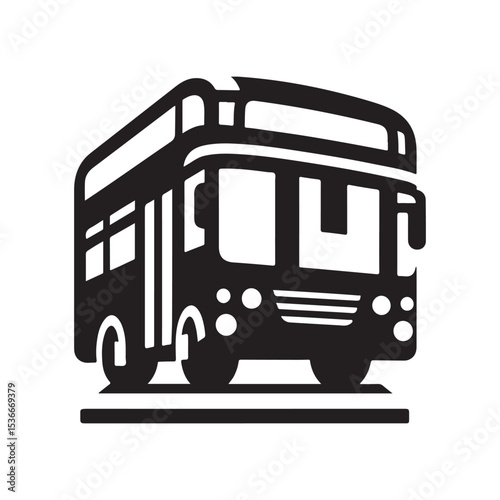 buses vector silhouette clip art logo design illustration