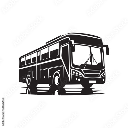 buses vector silhouette clip art logo design illustration