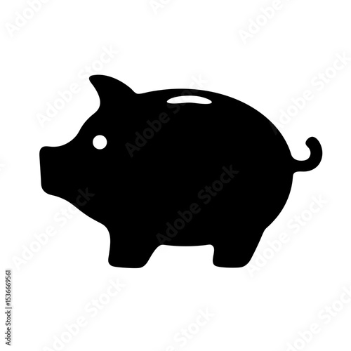 Black silhouette of a piggy bank, a symbol of saving money