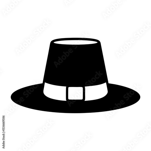 Stylized Pilgrim Hat Icon for Thanksgiving Celebrations and Historical Representations