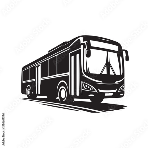 buses vector silhouette clip art logo design illustration