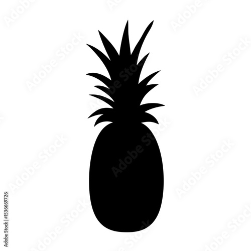 Elegant Silhouette of a Pineapple on a White Background Depicting Tropical Fruit