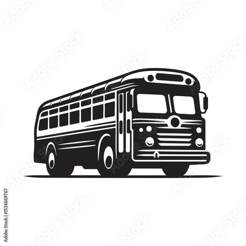 buses vector silhouette clip art logo design illustration