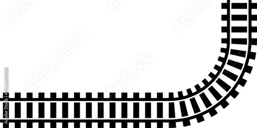 Railway train track vector route. Rail line, subway map, and railroad elements for game UI and graphic design icon set easy to edit. Rail pattern round circular curve railroad path icon
